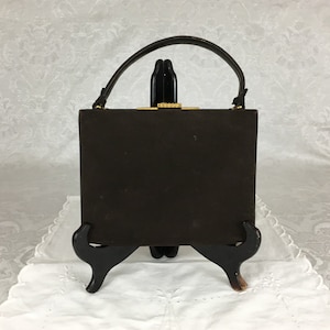 Vintage Bag by Dorian Duralope Brown Suede Purse Bag Satin Coin Purse Mirror P35