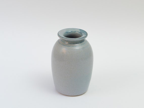 Blue vase - stoneware with satin glaze - hand thrown