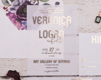 Vellum Wedding Invitation Suite - VERONICA & LOGAN | Foil Wedding Invitations | Modern Invitation | Wedding Calligraphy Invite