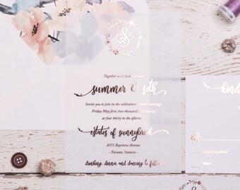 Vellum Wedding Invitation Suite - SUMMER & SETH | Foil  Wedding Invitations | Monogram Invitation | Boho Wedding Invites