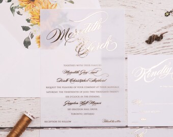 Vellum Wedding Invitation Suite - MEREDITH & DEREK | Foil Wedding Invitations | Wedding Invitation | Elegant Invites