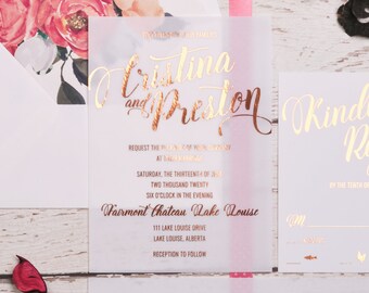 Vellum Wedding Invitation Suite - CRISTINA & PRESTON | Foil Wedding Invitations | Wedding Invitation | Wedding Calligraphy Invites