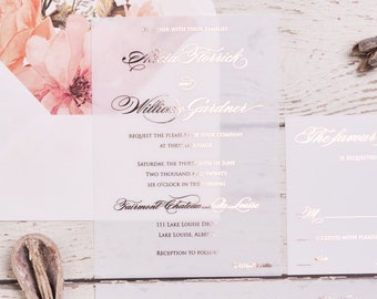 Vellum Wedding Invitation Suite - ALICIA & WILLIAM | Foil Wedding Invitations | Classic Invitation | Wedding Calligraphy Invites