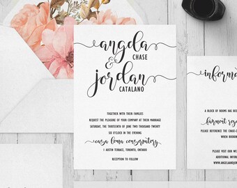 Wedding Invitation Suite - ANGELA & JORDAN | Wedding Invitations | Wedding Invitation | Floral Invitation | Wedding Calligraphy Invites