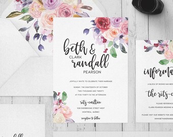 Wedding Invitation Suite - BETH & RANDALL | Wedding Invitations | Wedding Invitation | Floral Invitation | Wedding Calligraphy Invites