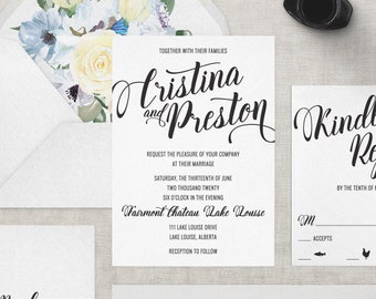 Wedding Invitation Suite - CRISTINA & PRESTON | Wedding Invitations | Wedding Invitation | Floral Invitation | Wedding Calligraphy Invites