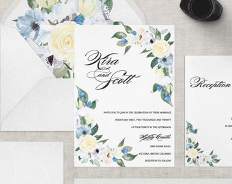 Wedding Invitation Suite - KIRA & SCOTT | Wedding Invitations | Wedding Invitation | Floral Invitation | Wedding Calligraphy Invites