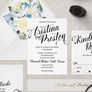 Wedding Invitation Suite CRISTINA & PRESTON Wedding Invitations Wedding Invitation Floral Invitation Wedding Calligraphy Invites image 1