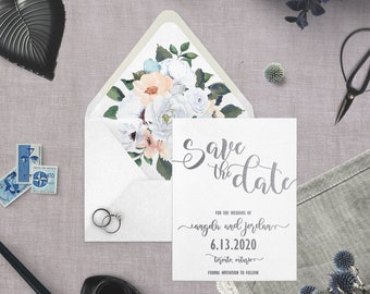 Custom Foil Wedding Save the Date - ANGELA & JORDAN