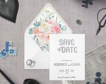 Custom Foil Wedding Save the Date - VERONICA & LOGAN