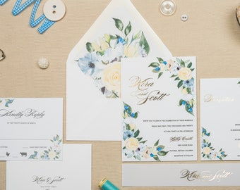 Foil Wedding Invitation Suite - KIRA & SCOTT | Wedding Invitations | Wedding Invitation | Floral Invitation | Wedding Calligraphy Invites