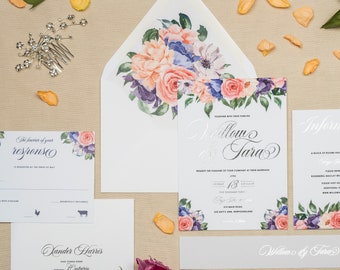 Foil Wedding Invitation Suite - WILLOW & TARA | Wedding Invitations | Wedding Invitation | Floral Invitation | Wedding Calligraphy Invites