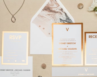 Foil Wedding Invitation Suite - SYDNEY & MICHAEL | Wedding Invitations | Wedding Invitation | Modern Invitation | Elegant Wedding Invites