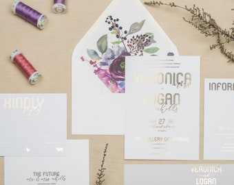 Foil Wedding Invitation Suite - VERONICA & LOGAN | Wedding Invitations | Wedding Invitation | Modern Invitation | Wedding Calligraphy Invite
