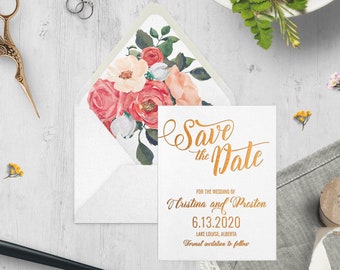 Custom Foil Wedding Save the Date - CRISTINA & PRESTON