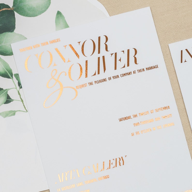 Foil Wedding Invitation Suite CONNOR & OLIVER Wedding Invitations Wedding Invitation Elegant Invitation Modern Wedding Invites image 2