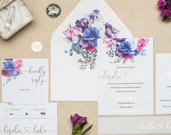 Foil Wedding Invitation Suite - LORELAI & LUKE | Wedding Invitations | Wedding Invitation | Floral Invitation | Wedding Calligraphy Invites