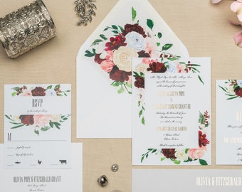 Foil Wedding Invitation Suite - OLIVIA & FITZGERALD | Wedding Invitations | Wedding Invitation | Floral Invitation | Classic Wedding Invites