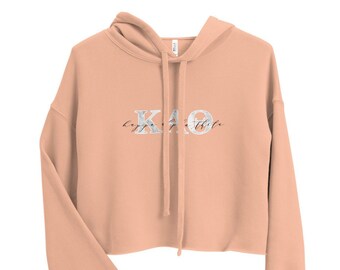 Kappa Alpha Theta Muted Blush Sorority Cropped Sweatshirt / Muted Blush / Marble Lettering / Greek Sweatshirts / Sorority / Theta