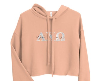 Alpha Chi Omega Muted Blush Sorority Cropped Sweatshirt / Muted Blush / Marble Lettering / Greek Sweatshirts / Sorority / A Chi O
