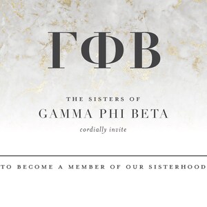 Gamma Phi Beta Bid Card / Golden Marble / Sorority Bid Card / Bid Cards / Greek Bid Cards / Sorority Recruitment Bid Card