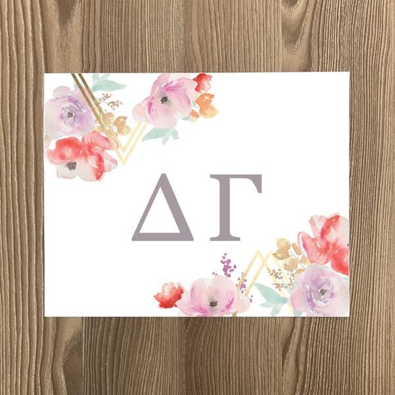 delta gamma art print geometric bouquet sorority art etsy