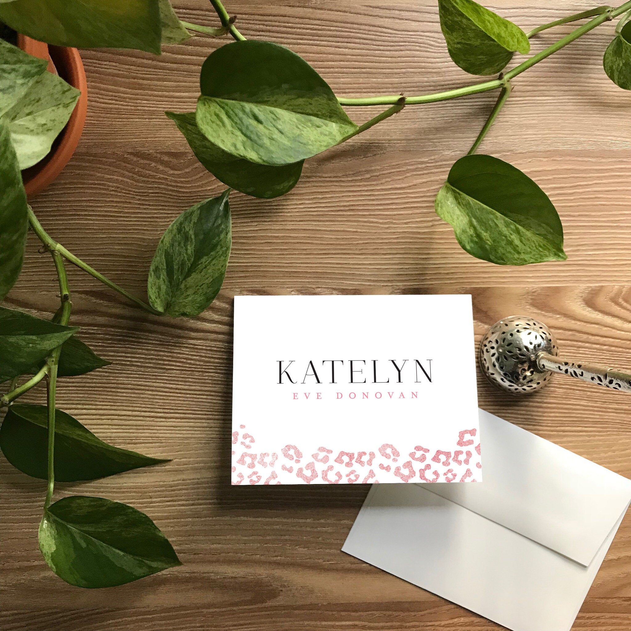 Personalized Note Cards / Cheetah Glimmer / Modern / Preppy Note Cards ...