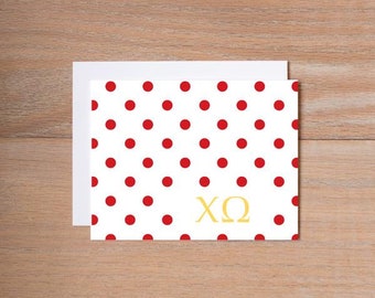 writing paper for letters Chi Omega Note Card Set / Dotted / Greek Note Cards / Polka Dot Greek Note Cards / Greek Gifts / Chi O Note Cards