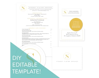 Editable Sorority Packet Template / Simply Modern Initial / Social Resume / Sorority Recruitment Packet / Sorority Stationery
