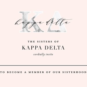 Kappa Delta Bid Card / Marble & Blush / Sorority Bid Card / Bid Cards / Greek Bid Cards / Sorority Recruitment Bid Card