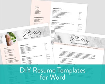 Editable Microsoft Word Sorority Resume Template / Cover Letter Template / Marble Blush / Sorority Recruitment / Social Resume