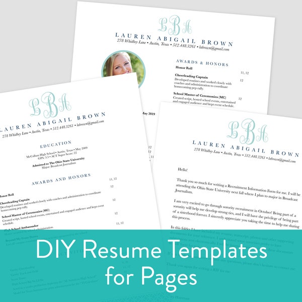 Editable Pages Sorority Resume Template / Pages for Mac Resume Template / Lattice Monogram / Sorority Recruitment / Social Resume