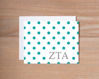 Zeta Tau Alpha Note Card Set / Dotted / Polka Dot Greek Note Cards / Greek Note Cards / Greek Gifts / Zeta Note Cards