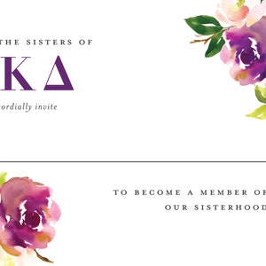 Kappa Delta Bid Card / Graceful Bouquet / Sorority Bid Card / Bid Cards / Greek Bid Cards / Sorority Recruitment Bid Card