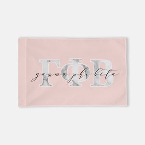 Gamma Phi Beta Horizontal Greek Letter Flag / Blush & Marble / Horizontal Flag / Wall Hanging / Sorority Flag / G Phi B Flag / Greek Flag /