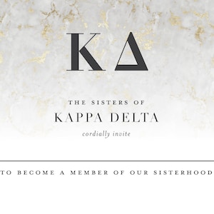 Kappa Delta Bid Card / Golden Marble / Sorority Bid Card / Bid Cards / Greek Bid Cards / Sorority Recruitment Bid Card