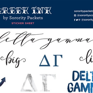 Delta Gamma Sticker Set / Stickers / Sorority Sticker / Greek Ink / Sticker Sheet / DG Sticker Set / Greek Gifts