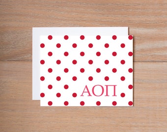writing paper for letters Alpha Omicron Pi Note Card Set / Dotted / Greek Note Cards / Polka Dot Greek Note Cards / Greek Gifts / AOII Note Cards