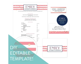 Custom DIY Printed Sorority Packet / Confetti Stripes / Cute Custom Stationery / Preppy Stationery / Sorority Recruitment Packet / Resume