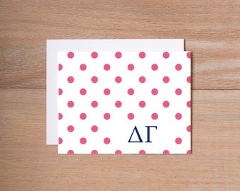 Delta Gamma Note Card Set / Dotted / Polka Dot Greek Note Cards / Greek Note Cards / Greek Gifts / DG Note Cards
