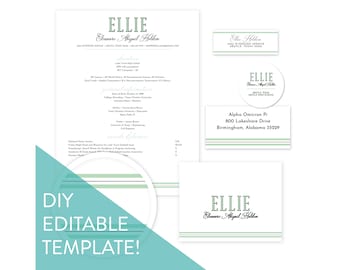 Editable Sorority Packet Template / Preppy Name / Social Resume / Sorority Recruitment Packet / Sorority Stationery / Preppy Stationery