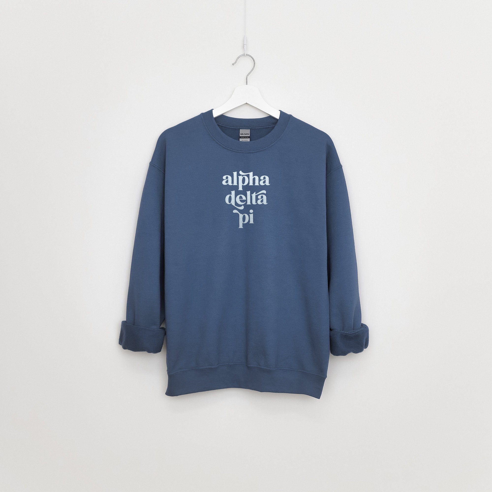 Alpha Delta Pi Indigo Blue Sorority Sweatshirt / Grey Letters 