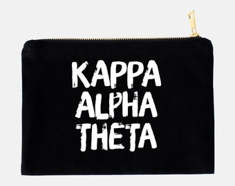 Kappa Alpha Theta Black and White Greek Cosmetic Bag / Sorority / Black & White / Greek Gifts / Sorority Cosmetic Bag / Theta Cosmetic Bag