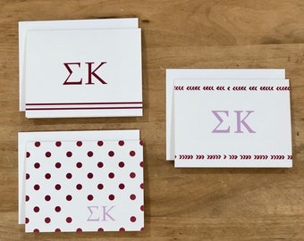 Sigma Kappa Mixed Greek Note Cards (set of 12) / Mixed Greek Note Cards / Greek Note Cards / Greek Gifts / SK Note Cards