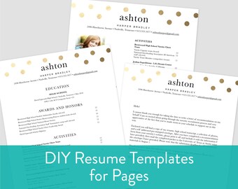 Bearbeitbare Seiten Sorority Resume Template / Seiten für Mac Resume Template / Golden Dots / Sorority Rekrutierung / Sozialer Lebenslauf