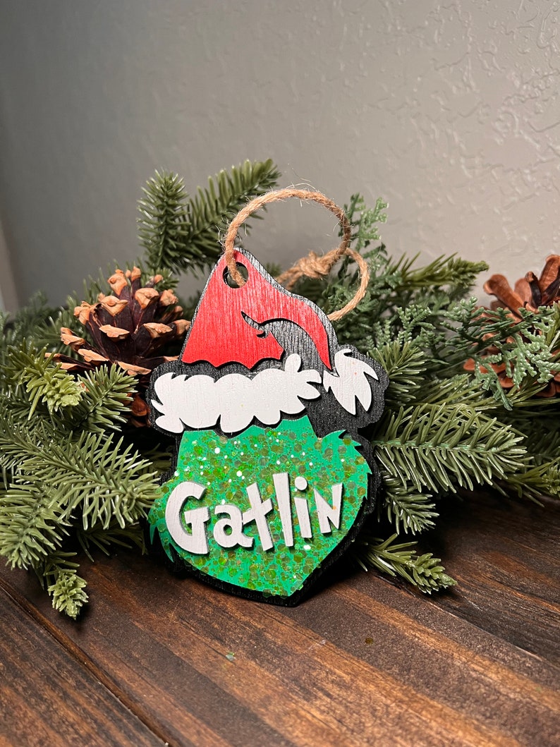 Grinch Ornament, Personalized Grinch, the Grinch, Stocking Tag, 3D