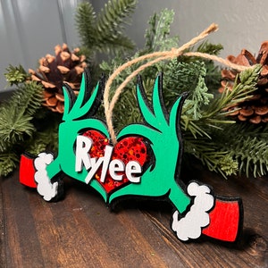 Grinch Ornament, Personalized Grinch, The Grinch, Stocking Tag, 3D Christmas Decor, Christmas Ornament, Grinch Christmas