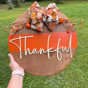 Thankful Fall Front Door Hanger | Thanksgiving Door Sign | Fall Decor | Thanksgiving Decor | Welcome Door Hanger