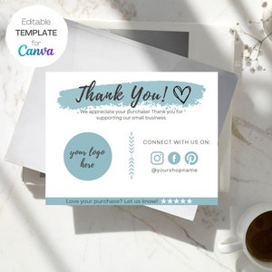 Small Business Thank you Card Editable Canva Template Instant Digital Download