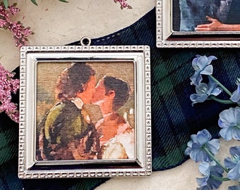 Outlander Ornament, square silver frame, custom Outlander Artwork